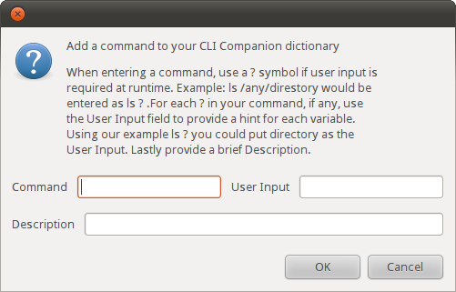 Dialog box for adding a command Dialog box for adding a command