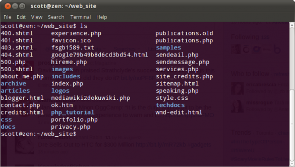What the ls command returns