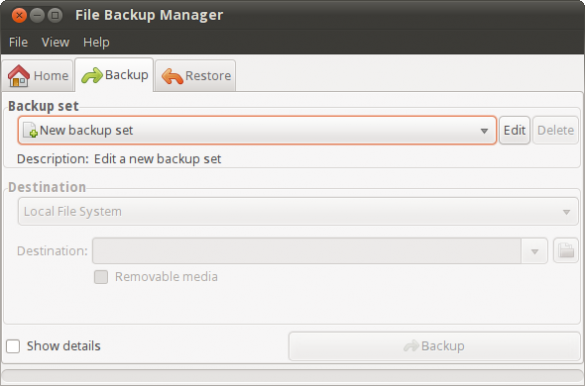 Backup tab Backup tab