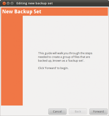 Creating a backup set - step 1 Creating a backup set - step 1