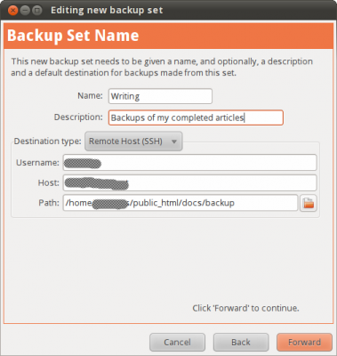 Creating a backup set - step 2 Creating a backup set - step 2