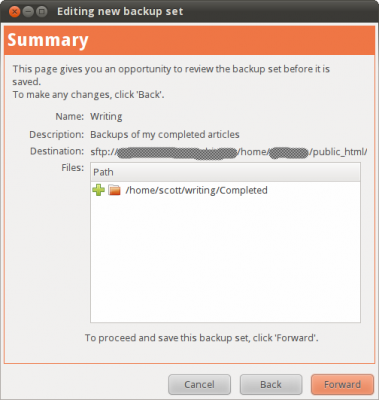 Creating a backup set - step 4 Creating a backup set - step 4