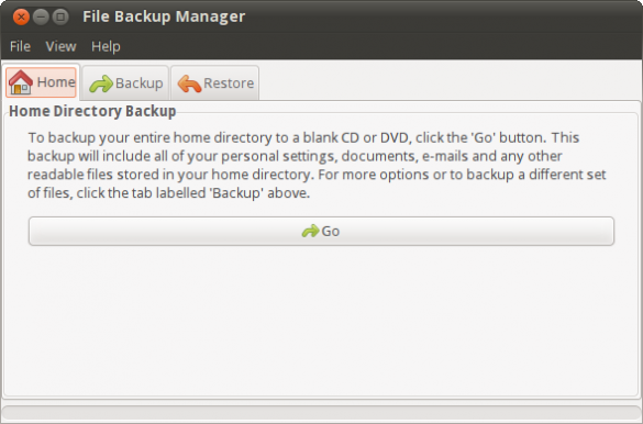 Pybackpack main window Pybackpack main window