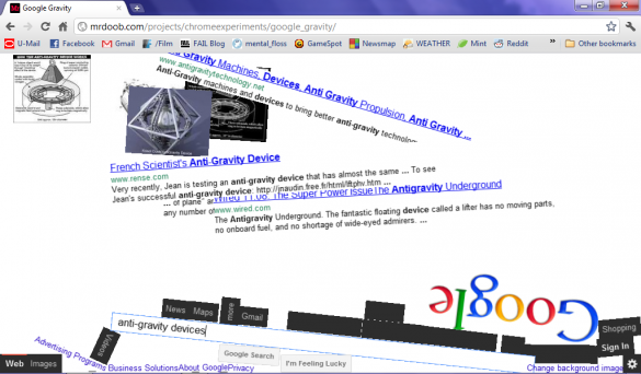 google gravity search