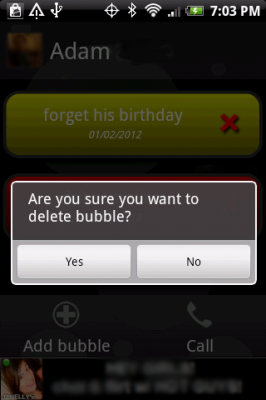 bubble delete