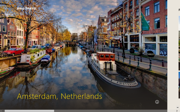 Bing Travel Home Screen