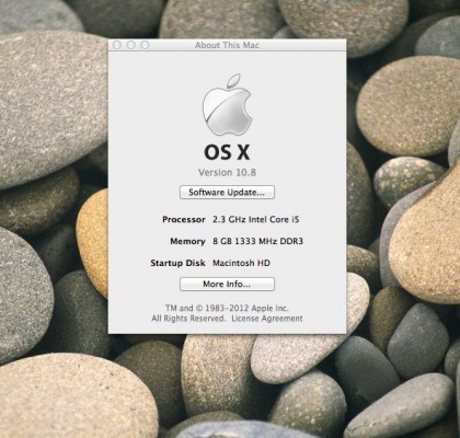 OS X Mountain Lion Running on a MacBook Pro OS X Mountain Lion Running on a MacBook Pro