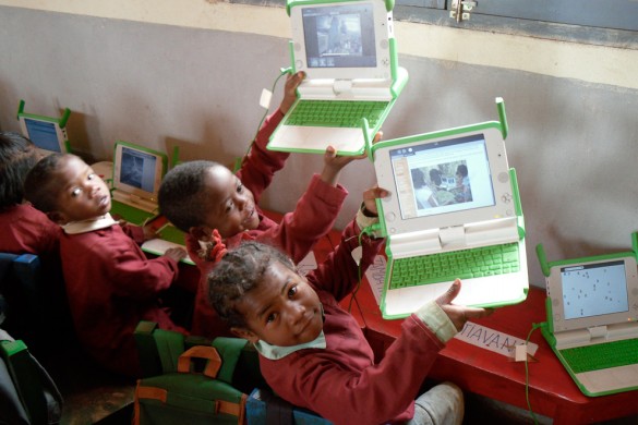Computer Camp at Lova Soa School Children using OLPC's XO laptop