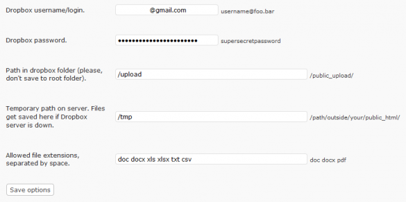 wordpress image upload form. Add [wp-dropbox] to a post or page to show the upload form in that part 
