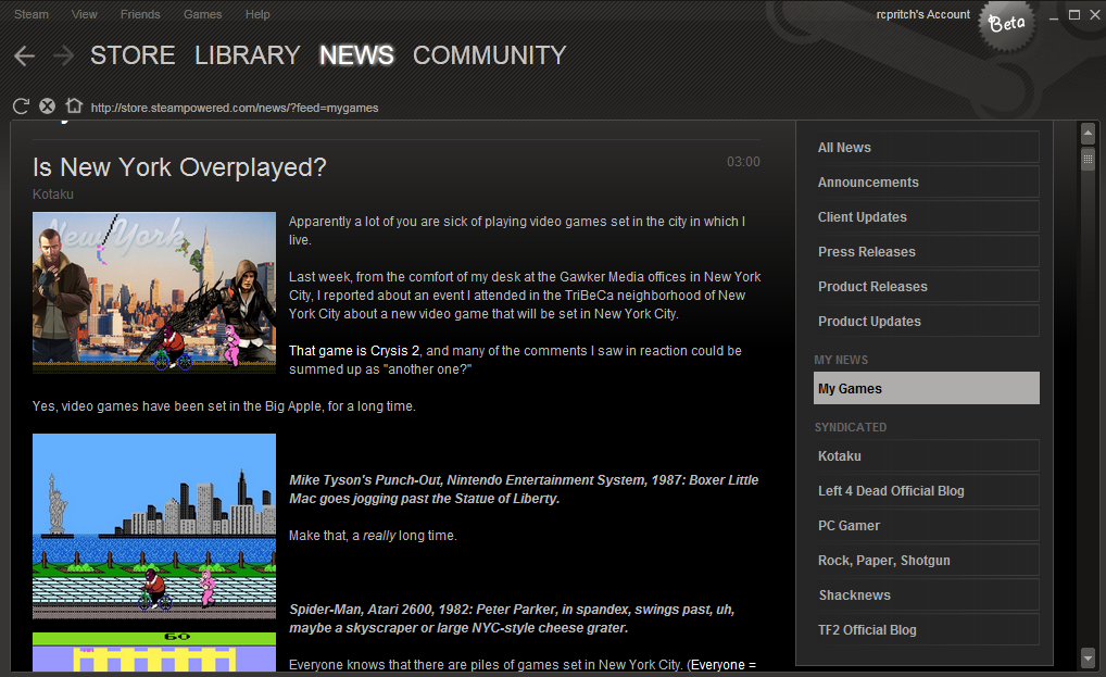 Steam news beta techerator